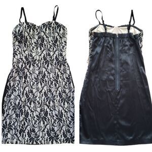 TCEC Black Lace Overlay Bodycon Dress Sz S